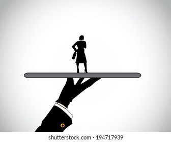 hand silhouette presenting dressed professional business woman. 