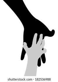 hand in hand silhouette vector