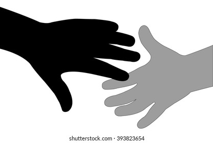 hand in hand silhouette vector