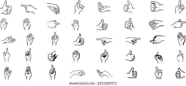 Hand silhouette vector icon set
