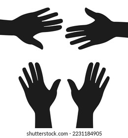 Hand silhouette, hand in hand, vector illustration