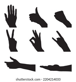 Hand Silhouette Vector, set of hands silhouettes