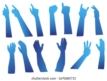 
Hand silhouettes collection. Isolated image of hands of different movements. Element for design concept.