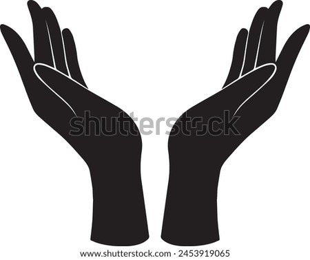 Hand silhouettes Elegant gestures. Black and white vector illustration.