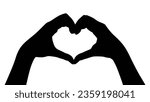 hand silhouettes isolated on white, silhouettes hands making sign heart by fingers isolated, hands gesturing black, Black hands silhouettes, vector illustration