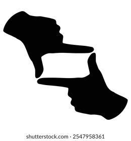 Hand silhouettes making a finger frame gesture. Vector illustration of two hands mimicking the view through a camera lens