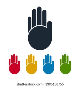 Hand silhouettes on white background. Hand flat icon.