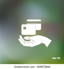 hand and sim card, credit card, icon, vector
