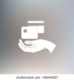 hand and sim card, credit card, icon