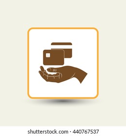 hand and sim card, credit card, icon