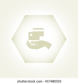 hand and sim card, credit card, icon