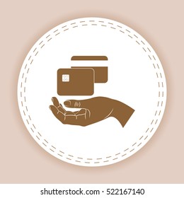 hand and sim card, credit card, icon