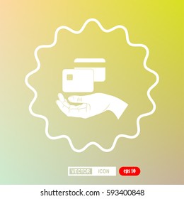 hand and sim card, credit card, icon, vector