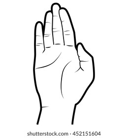 Hand simbolizing a gesture, isolated flat icon vector illustration.