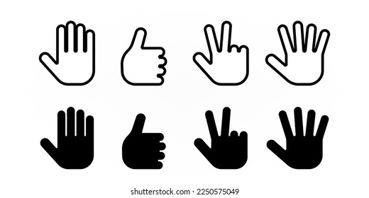 Hand simple icon set over white illustration