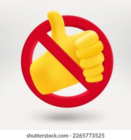 Hand with six fingers in a red circle with crossed line. No Artificial Intelligence concept. 3d vector icon 

