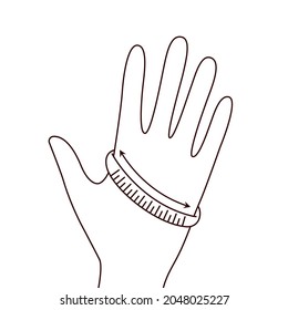 Hand size definition. Glove hand size measurement. Vector 