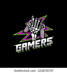 hand skeleton gamer illustration logo esport vector