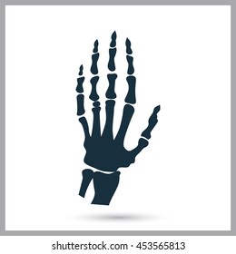Hand skeleton icon on the background