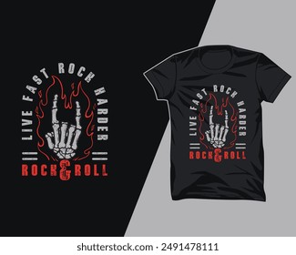 Hand Skeleton Rock and Roll t shirt design