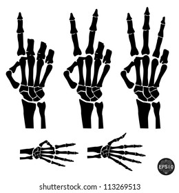 Hand skeleton shows the number of fingers, Halloween, Vector