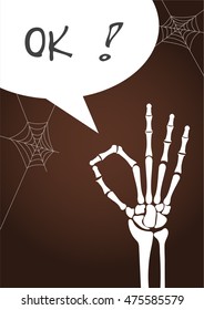 Hand skeleton with text , Design for Halloween poster, card, Vector illustrations