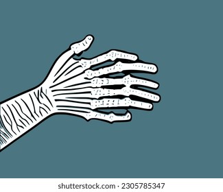 Hand skeleton vector drawing illustrator