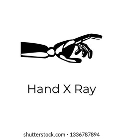 Hand Skeleton, x,ray solid vector icon, 
