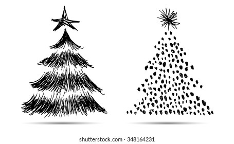 Hand sketch of abstract Christmas trees