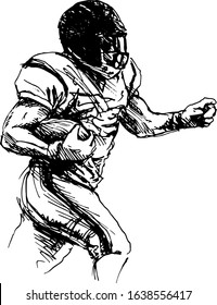 Hand sketch american football player. Vector illustration