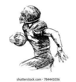 Hand sketch american football player. Vector illustration