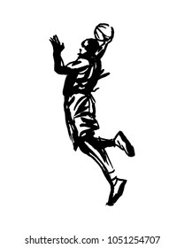 Hand sketch of basketball player. Vector illustration