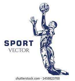 Hand sketch of basketball player. Vector illustration
