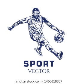 Hand sketch of basketball player. Vector illustration