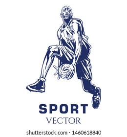 Hand sketch of basketball player. Vector illustration