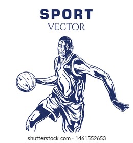 Hand sketch of basketball player. Vector illustration