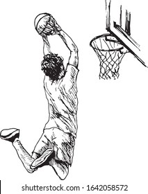 Hand sketch of basketball player. Vector illustration