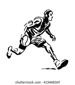 Hand sketch basketball player. Vector illustration