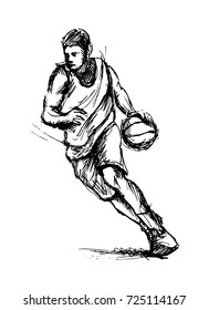 Hand sketch basketball player. Vector illustration