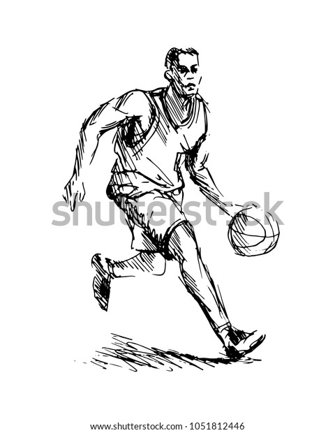 Hand Sketch Basketball Player Vector Illustration Stock Vector (Royalty ...