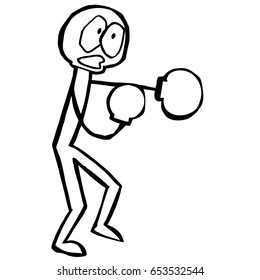 Hand sketch Boxing sports players cartoon Vector illustration