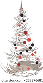 hand sketch of christmas tree. illustration holiday season christmas template.