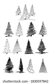 Hand sketch Christmas tree. Vector illustration