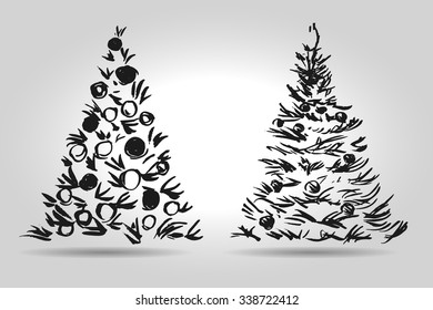 Hand sketch of Christmas trees