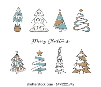 Hand sketch chrsitmas trees vector illustration doodle drawing