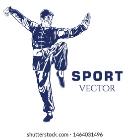 Hand sketch combat sports. Vector illustration