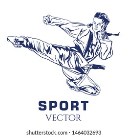 Hand sketch combat sports. Vector illustration
