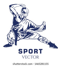 Hand sketch combat sports. Vector illustration