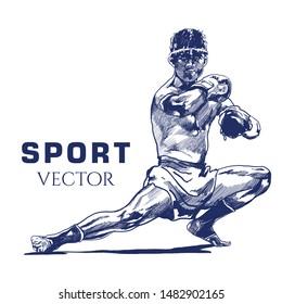 Hand sketch combat sports. Vector illustration