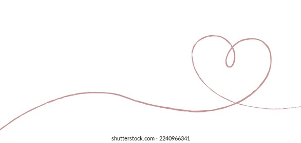 Hand sketch drawing pink line heart, Love doodle isolated on white background - Vector illustration